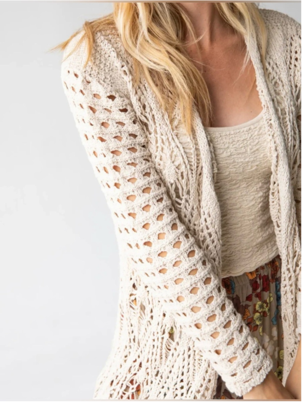 Natural Life Abigail Crochet Duster / Cardigan XL - Picture 3 of 6